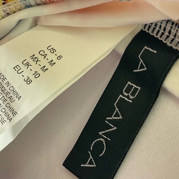 La Blanca Women's Ruffle Bandeau Bikini Swimsuit Top Multi Soleil Size 6 - Picture 6 of 6